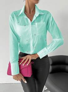Women Blouses - 藍色 - 查看 3