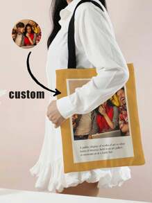 1 件定制帆布包，独特设计（照片、风景、插图），可折叠，大容量，轻便，时尚，个性化手提包，单肩包，休闲购物袋，伴娘礼物店返校 - 彩色 - 查看 1