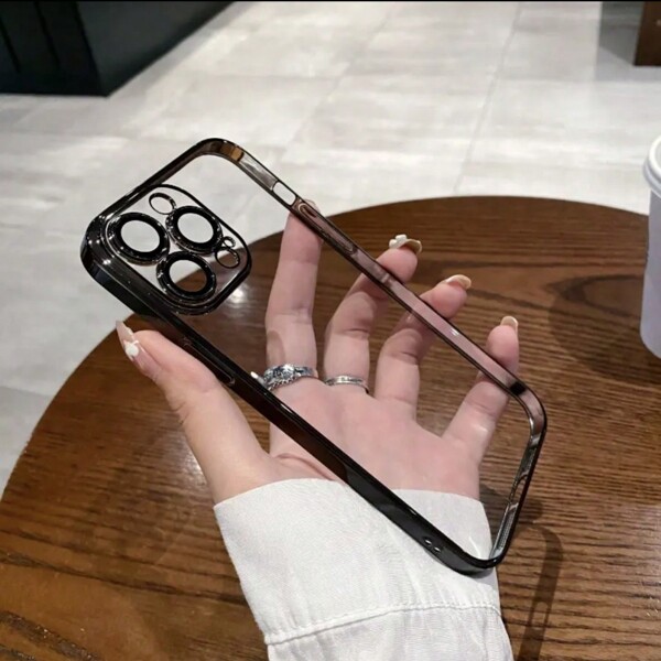 Klare Handyhülle 1 Stück, luxuriöse transparente Schutzhülle mit glänzendem plattiertem Oberflächenfinish und eingebauter Glas-Kameralinse, Ganzkörper-Handyhülle passend für 16/16PRO/16PLUS/16PROMAX/11/11PROMAX/12/12PRO/12PROMAX/13/13PRO/13PROMAX/14/14PRO/14PROMAX/15/15PRO/15PROMAX