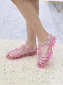 儿童凉鞋，宝宝沙滩鞋，夏季女童平底公主鞋，水晶果冻凉鞋