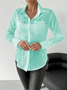 Women Blouses - 藍色 - 查看 4
