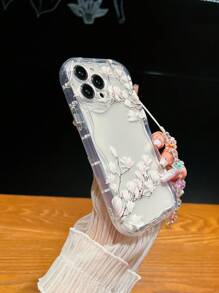 1个ins风太空贝壳透明奶油色保护手机壳，兼容苹果 - 無色 - 查看 2