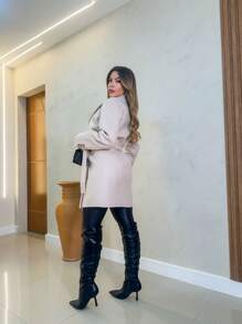 Women Overcoats - 米色 - 查看 3