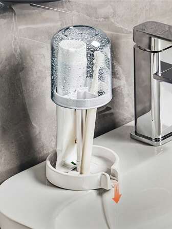 1 件三合一多功能牙刷架，带分隔隔层，防尘、排水、防涝家居浴室装饰秋季装饰返校