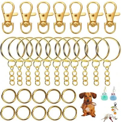 70Pcs/Set Swivel Snap Hook And Key Rings With Chain Jump Rings Connectors For DIY Keychain Lanyard Jewelry Making Supplies