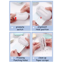 1pc 3-Hole Paper Puncher, With 28mm Hole Spacing, Portable And Easy-To-Use Punch Machine - Yellow - View 4