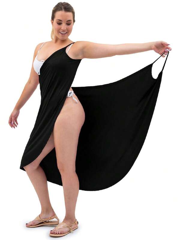 Women's Plus Size Spaghetti Strap Cover Up Bikini Beach V Neck Backless Wrap Short Dress Women's Beach Bikini Cover Up Swim Wrap Beach Swimwear Beachwear Long Dress Swimsuit Coverups