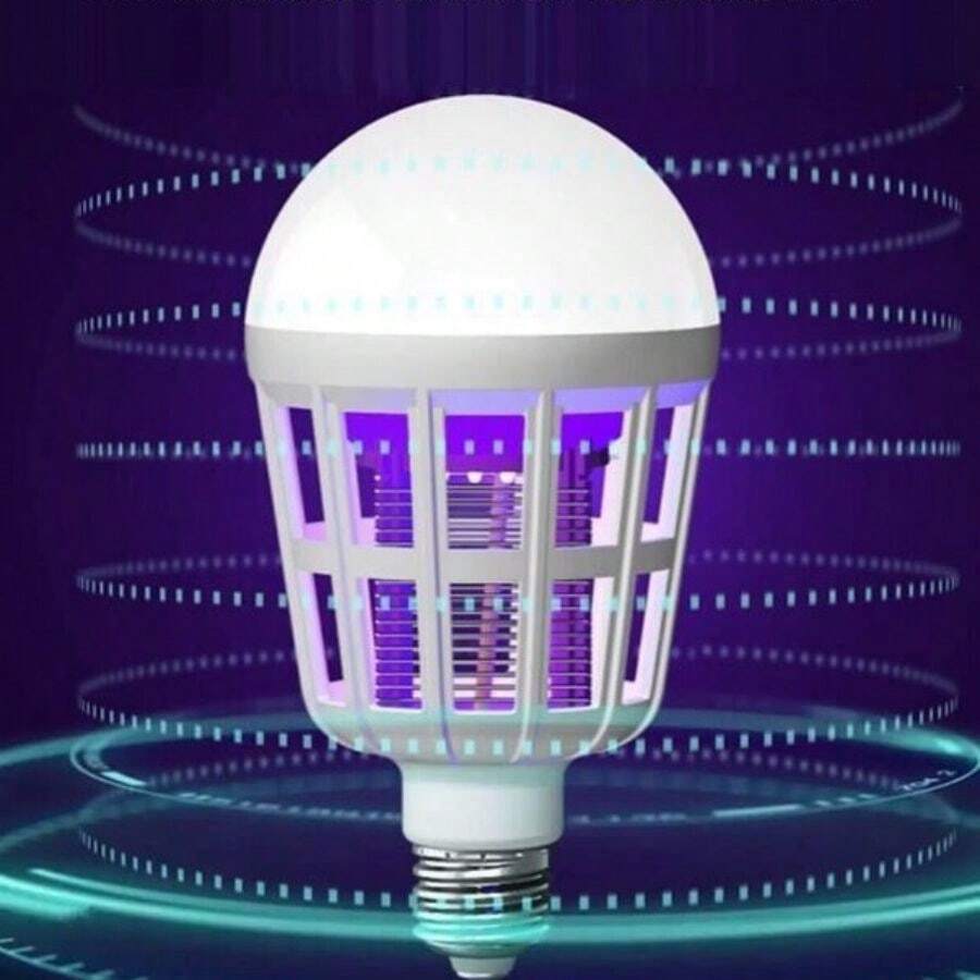 1pc Las lámparas trampa de mosquitos LED enchufables son convenientes y seguras para el exterminio de mosquitos - Blanco - Ver 1