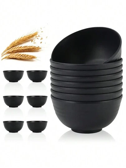 2/4/6 件黑色塑料碗，可重复使用，适用于晚餐、燕麦片、沙拉、汤、家庭厨房、餐厅、野餐、露营且易于携带、厨房、圣诞礼物、学校用品