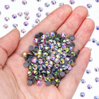 Rhinestones de vidrio para fijar con calor, de 0,47 a 2,51 pulgadas de círculo con fondo plano, adecuados para ropa, calzado, sombreros, accesorios de joyería