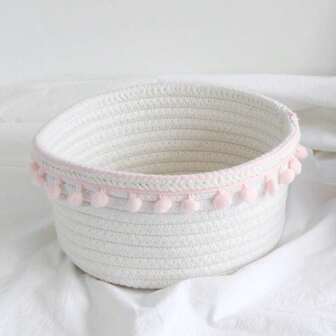 多尺寸绳编家居桌面收纳篮，适用于笔筒纸巾糖果零食玩具杂物收纳盒浴室卧室化妆品收纳，适合返校使用