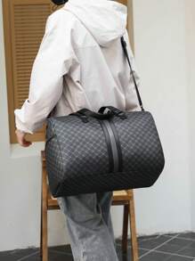 saroxi 1pc Men's Weekend Travel Bag, Large Capacity Shoulder Messenger Bag, Handbag, Fashion Casual Sports Bag, Shoe Compartment, Suitable For Travel, Commute, PU Leather Sport Gym Luggage Crossbody Tote Bag, Black, Gift For Men Large Tote Bag - Black - View 6