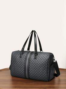 saroxi 1pc Men's Weekend Travel Bag, Large Capacity Shoulder Messenger Bag, Handbag, Fashion Casual Sports Bag, Shoe Compartment, Suitable For Travel, Commute, PU Leather Sport Gym Luggage Crossbody Tote Bag, Black, Gift For Men Large Tote Bag - Black - View 9