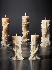 1 pieza Molde de silicona con diseño de cilindro estilo europeo para hacer velas aromáticas personalizadas, manualidades, regalos y decoración