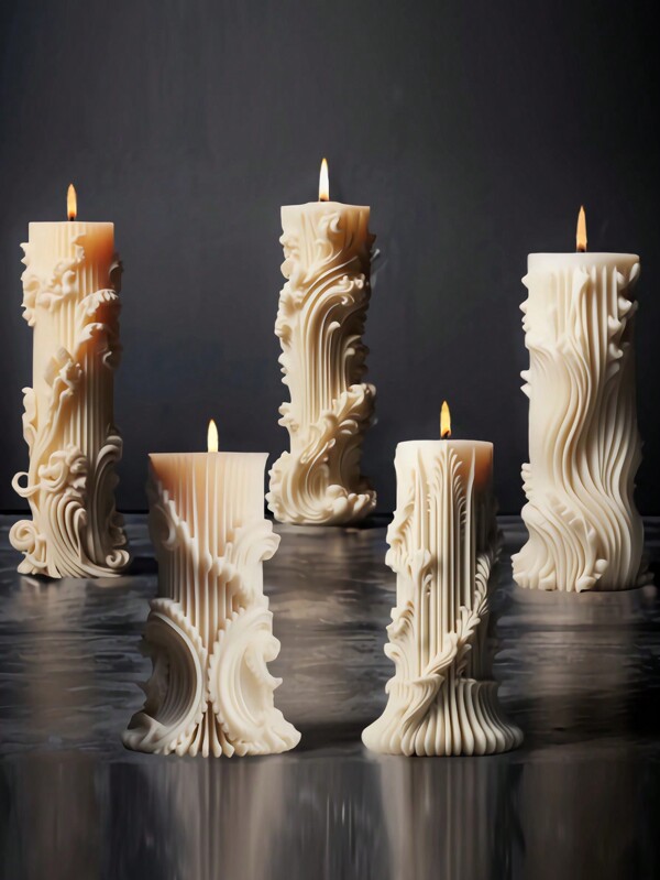 1 pieza Molde de silicona con diseño de cilindro estilo europeo para hacer velas aromáticas personalizadas, manualidades, regalos y decoración