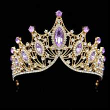 Baroque European And American Style Luxury And Grand Birthday Crown, Bridal Crown For Wedding Dress, Headwear Accessory Tiaras
