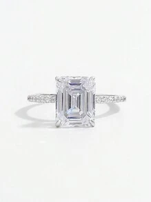 1個優雅浪漫的大人工方形石頭雞尾酒戒指,附925純銀戒指帶,適合訂婚、派對、婚禮、約會和送禮 - 玫瑰金 - 查看 2