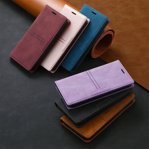 Compatible With IPhone Samsung Xiaomi Redmi Model Magnetic Leather Flip Card Wallet Phone Case