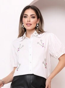 Women Blouses - 白色 - 查看 1