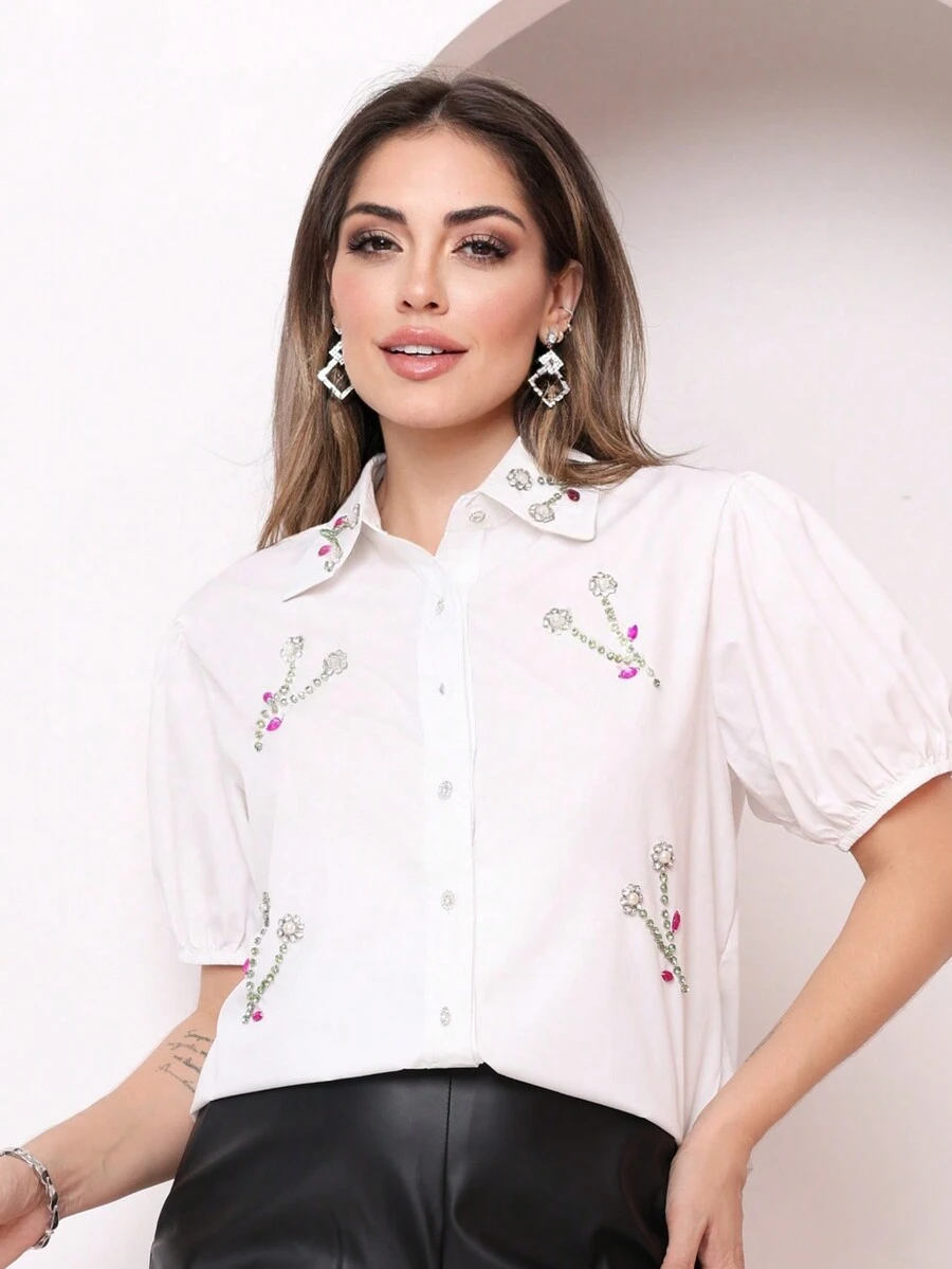 Women Blouses - 白色 - 查看 1
