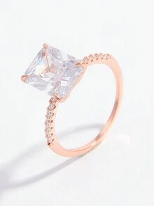 1個優雅浪漫的大人工方形石頭雞尾酒戒指,附925純銀戒指帶,適合訂婚、派對、婚禮、約會和送禮 - 玫瑰金 - 查看 14