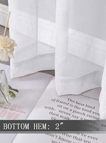 2 Panels Plain Voile Sheer Curtains, Removable Light-Filtering Decorative Drapes For Bedroom And Living Room