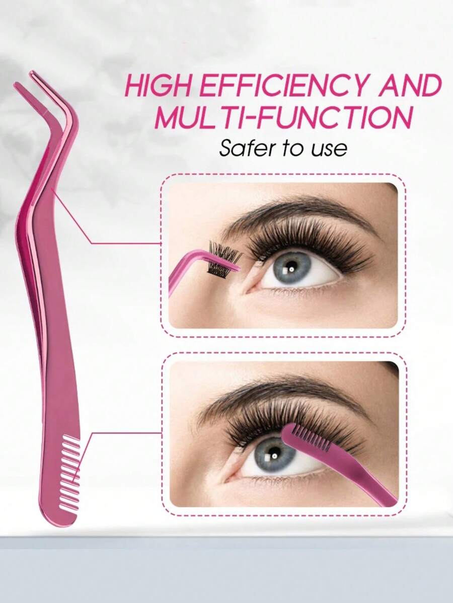 Safety Dual Head Eyelash Extension Tweezers & 1pc Multifunctional