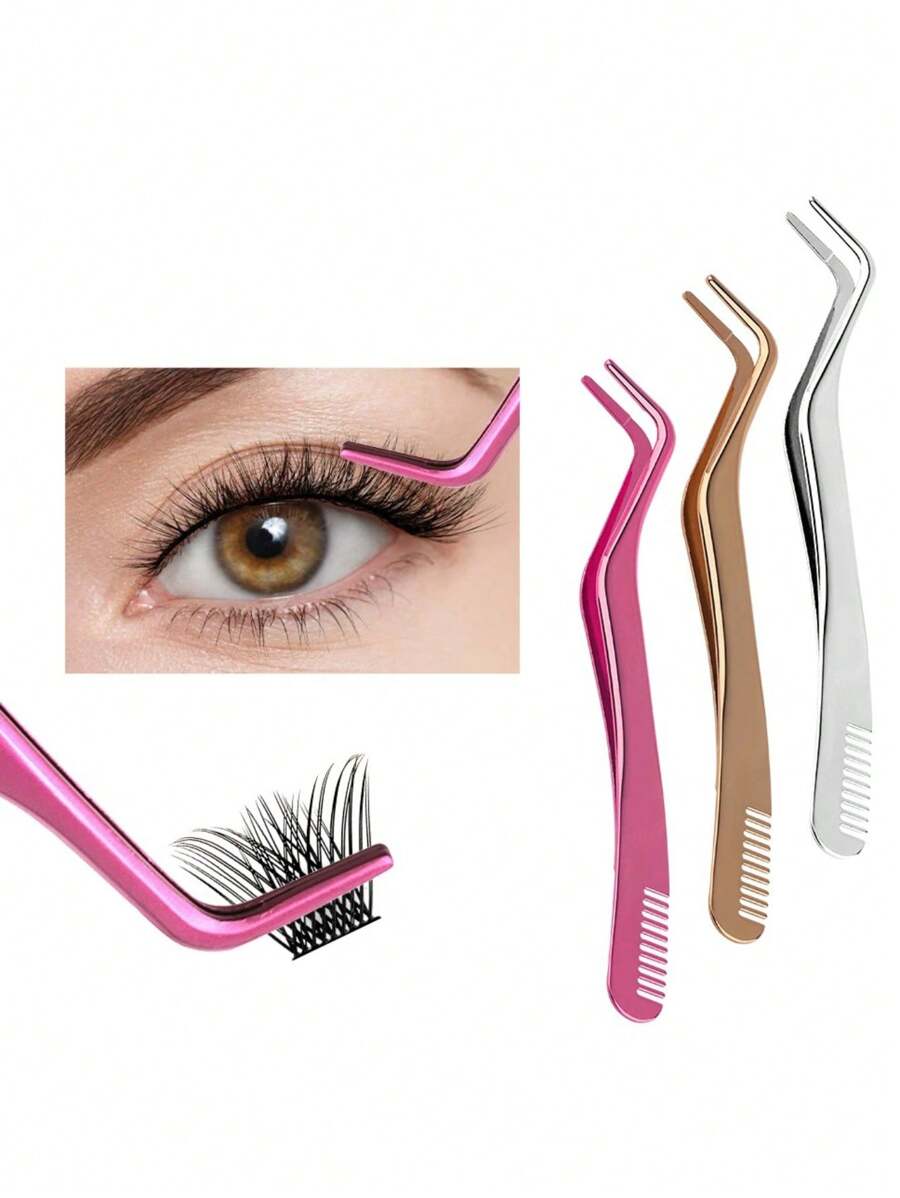 Safety Dual Head Eyelash Extension Tweezers & 1pc Multifunctional