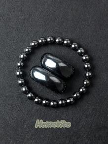 Pulsera de cuentas de pirita de energía original, pulsera de piedra de hematita natural para hombres, pulsera de bola de piedra de hematita y pirita, pulsera de cuidado de la salud y adelgazamiento, pulsera de piedra natural de hematita para hombres y mujeres, pulsera de bolas sin imán, pulsera de energía, chakra y yoga, nueva pulsera clásica de ónix negro de obsidiana natural para hombres, pulsera de piedra natural de ónix negro brillante hecha a mano, joyería de yoga y meditación al por mayor