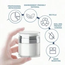 1 pieza Botella con bomba de vacío vacía, tarro recargable para crema, envase de tamaño portátil para crema y loción, adecuado para viajes, decoración del hogar y el baño, de vuelta a la escuela - Blanco - Ver 5
