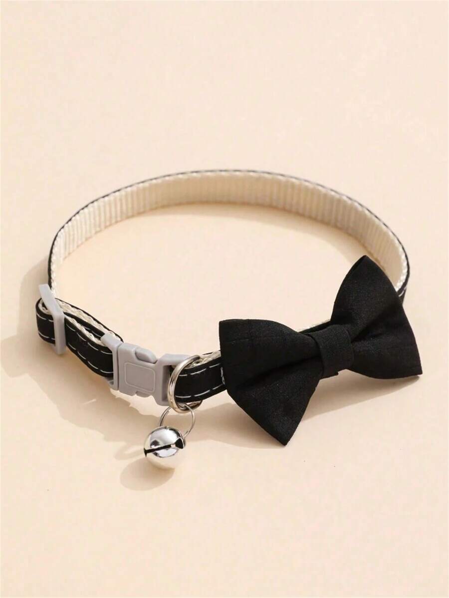 1 pièce Collier pour animal de compagnie avec nœud papillon de couleur unie