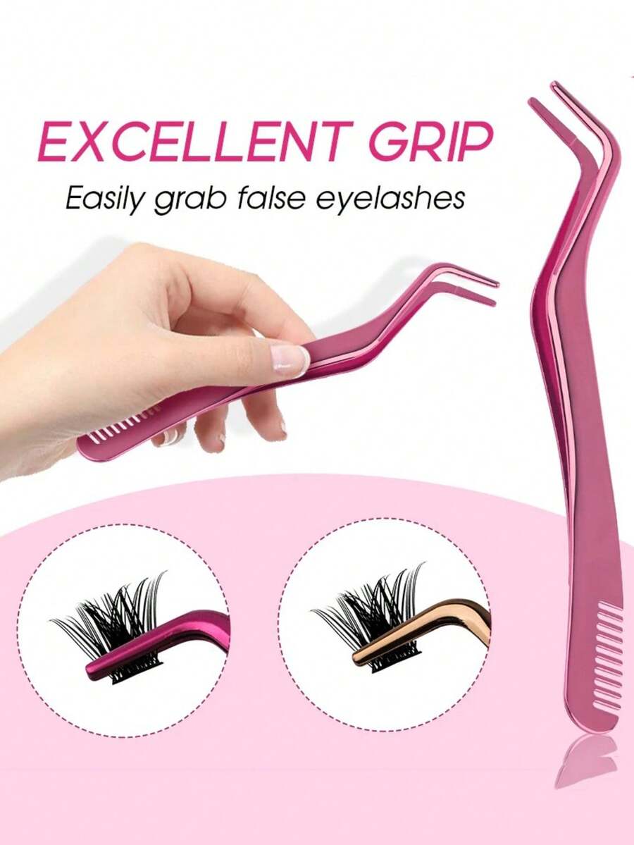 Safety Dual Head Eyelash Extension Tweezers & 1pc Multifunctional