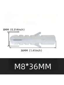 180pcs M6/M8 White Ribbed Plastic Drywall Anchors, Wall Plug Bolts Expansion Bolt For Wallboard Concrete Pictured Hanging, Fixing Rubber Plug - White - View 9