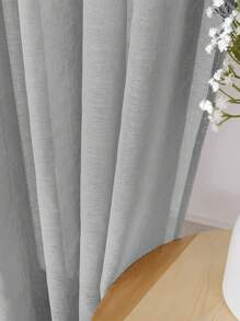 2 Panels Solid Color Window Screens, Removable Light-Filtering Decorative Curtains, Bedroom Living Room Privacy Curtains - Grey - View 6