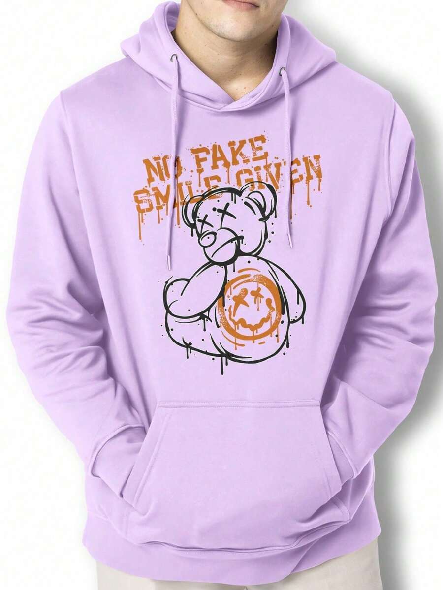 Men Hoodies - 中紫紅色 - 查看 1