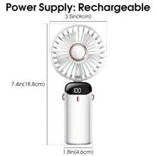1 件可充电显示迷你便携式可折叠桌面和挂式小风扇，5 种风速 5 个叶片安静
