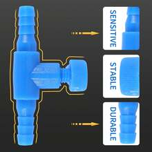 10 Pieces Plastic Aquarium Fish Tank 2 Way Air Pump Control Valves, Blue - Multicolor - View 3