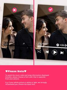 1 件定制亚克力相框，带音乐代码，个性化匾板，选择您最喜欢的照片和歌曲，情人节礼物，送给他和她的男朋友女朋友情侣亚克力匾，带定制音乐照片，浪漫情侣礼物，适合情人节、母亲节、父亲节、生日、周年纪念日、毕业典礼、婚礼， - 音樂密碼2-白色 - 查看 5