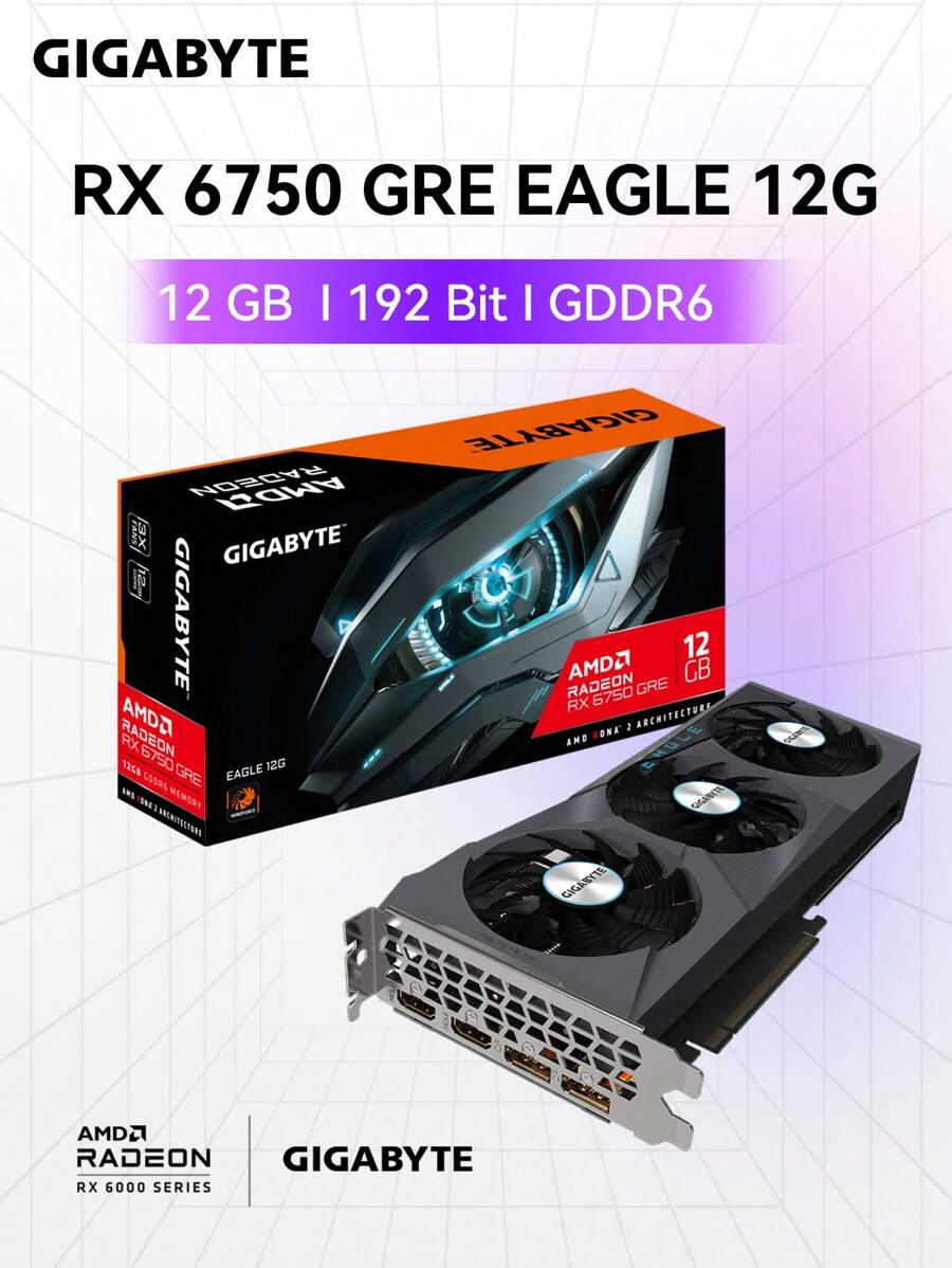 GIGABYTE RX 6750 GRE EAGLE 12GB GDDR6 192bit 8+6Pin PCI-E 4.0 DP 1.4*2 RGB Fusion 黑色 - 黑色 - 查看 1