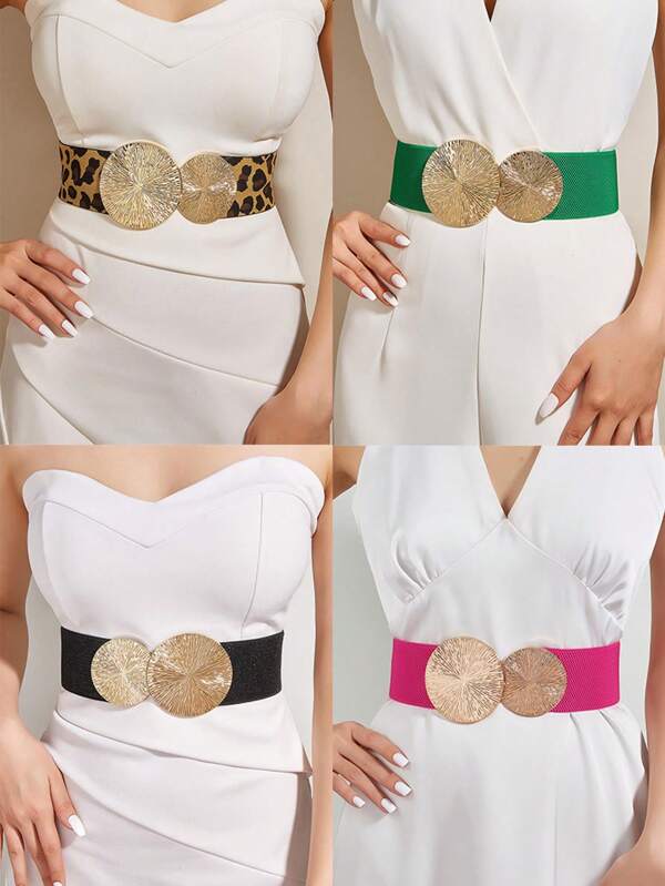 حزام نسائي مطاطي بإبزيم دائري بوهو للحفلات قطعة واحدة