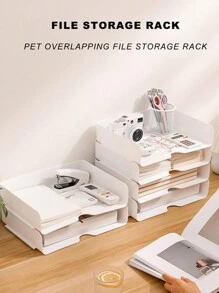 A4 Trắng Tài liệu Hộp trữ , Bàn làm việc Có thể xếp chồng lên nhau Đa cấp Giá đỡ tệp , Bàn Hộp đựng - trắng - Xem 1