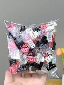 10 件/30 件女士方形卡通花朵和波浪色发夹，颜色随机，中号发夹爪夹发夹发夹发夹接发夹，学校用品，学院秋冬发饰女士度假装扮女士 - 彩色 - 查看 2