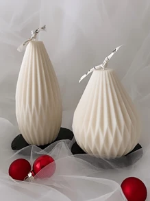 1 件 DIY 蜡烛硅胶模具梨形线条和条纹蜡烛硅胶模具几何肥皂硅胶模具手工工艺粘土模具 - 白色 - 查看 10