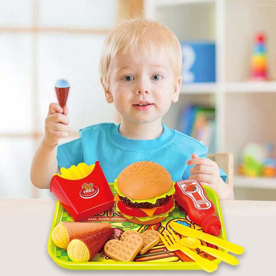 11Piece Pretend Play Disassemble Hamburger Set French Fries Ketchup