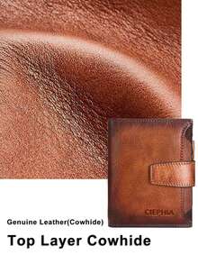 Men's Genuine Leather Wallet Vintage Short Multi Function ID Card Holder RFID Blocking Top Layer Cowhide Billfold Wallets Coin Pocket With Zipper Business Casual - Brown - View 5