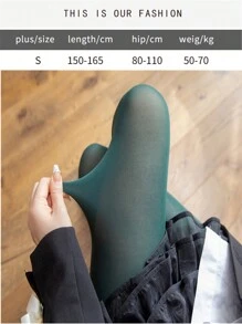 1入深綠色絲襪女性性感打底褲，彈性好且不易勾絲，日韓風格多用途性感連褲襪女孩時尚時裝，適用於新年萬聖節聖誕道具配件，時尚美麗又舒適，適合日常穿著 - 墨綠色 - 查看 4