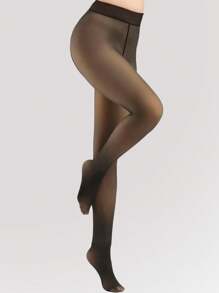 Women's Leather Effect Tights - 黑色 - 查看 2