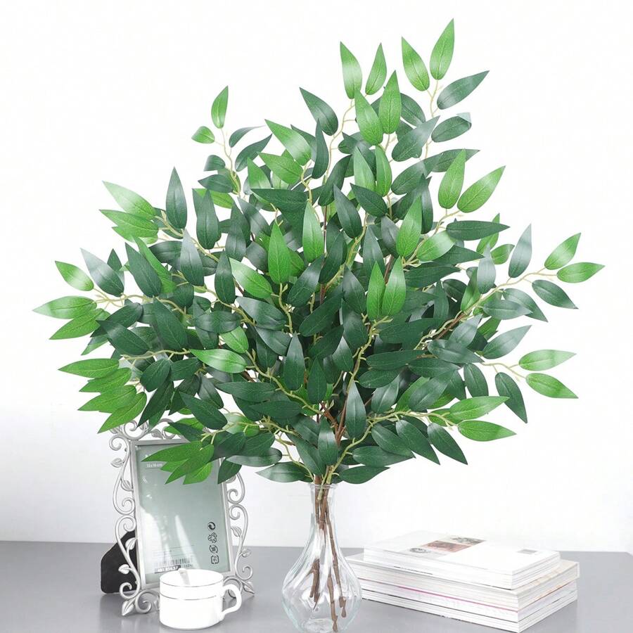 3 Stück Künstliche Eukalyptus-Zweige 89cm - Rote Herbstblätter Für Deko