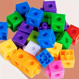 100/50入組連接立方體套裝（隨機顏色），用於數學連接、STEM教育玩具、蒙特梭利教育法構建積木拼圖，聖誕萬聖感恩節禮物