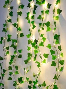 20 Led Battery Powered String Lights, 2m Copper Wire Fairy Lights With Stars & Ivy Leaf Garland, Hanging Vine Lights For Home Bedroom, Christmas, Parties, New Year, Wedding Decorations - Multicolor - View 4